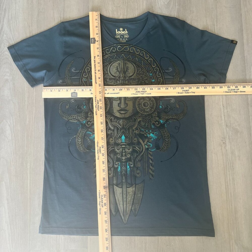NWT Mens Looch Peruvian 100% Pima Cotton T-Shirt Tumi Pattern Blue Sz L - Picture 3 of 8